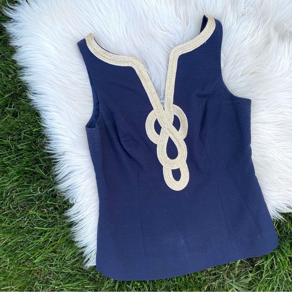 Lilly Pulitzer Navy Gold Janice Sleeveless 2
